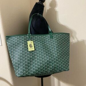 Fashion Xtra Large 40cm Green Patterned Mono With Attached Pouch Insert Tote Bag